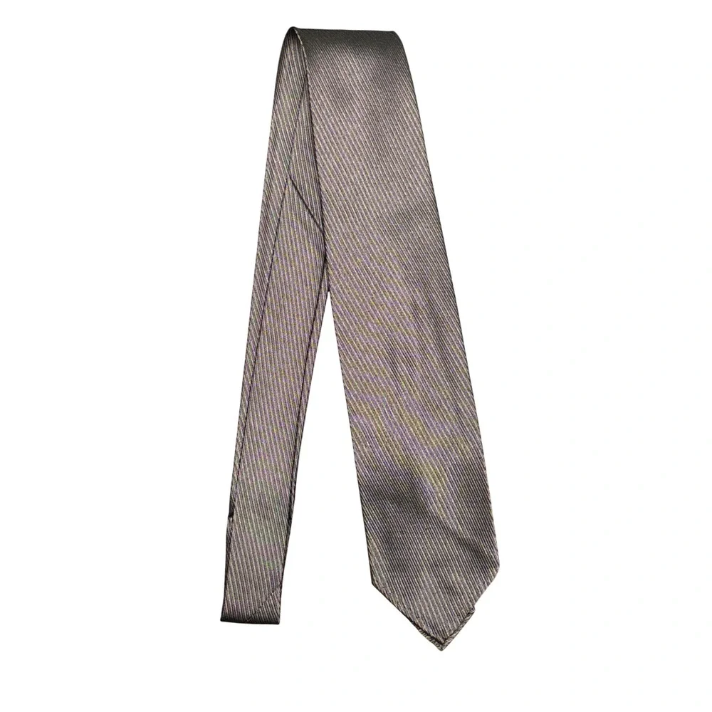 Vintage Laurentius PARIS Pure‎ Silk Black Striped Ribbed Necktie French Designer